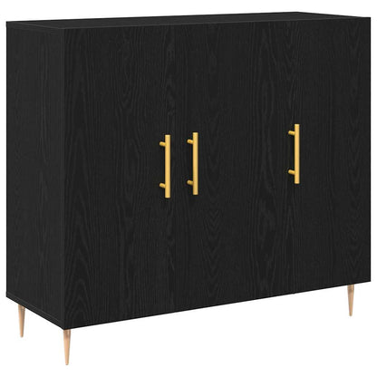 Credenza Rovere Nero 90 x 34 x 80 cm Legno multistrato