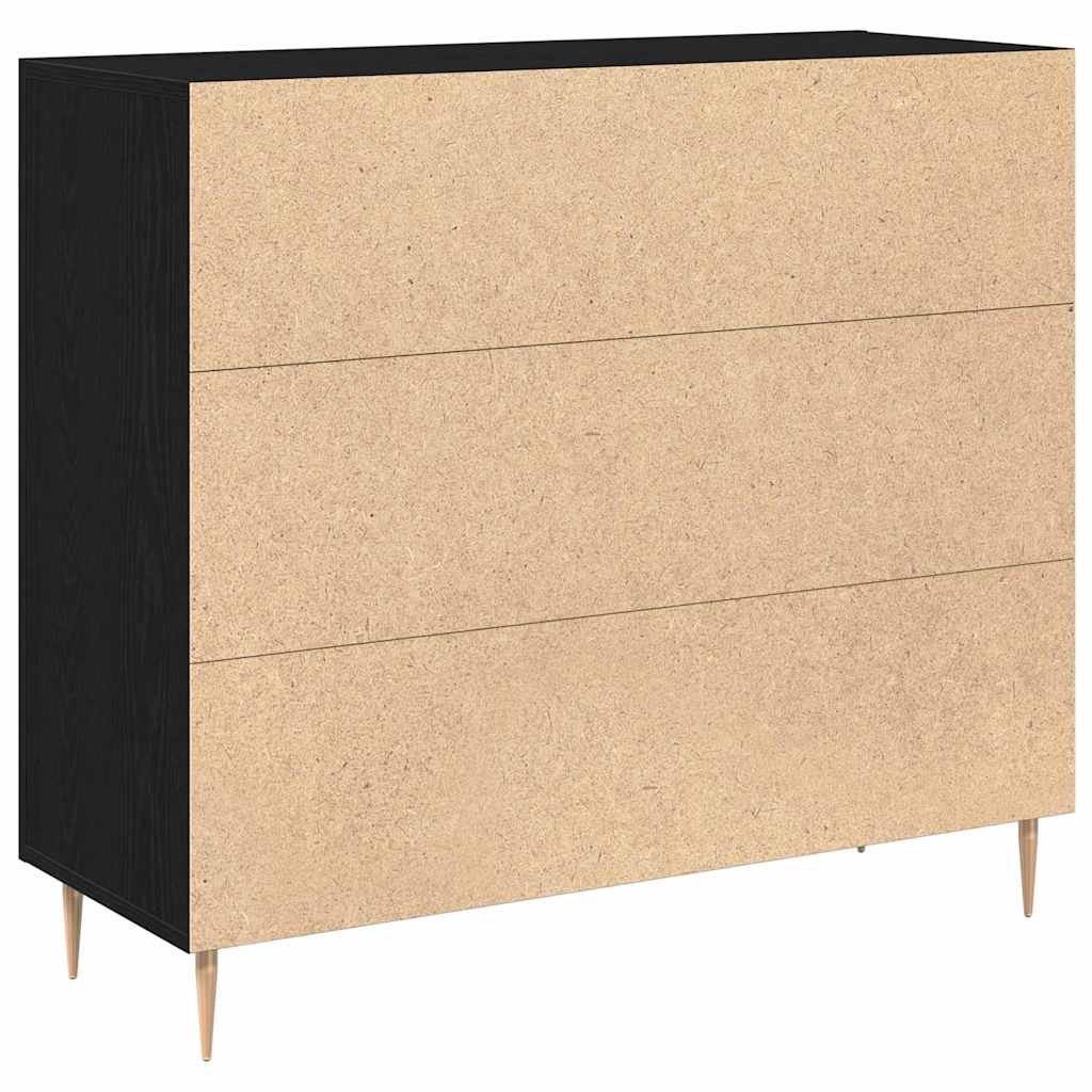 Credenza Rovere Nero 90 x 34 x 80 cm Legno multistrato