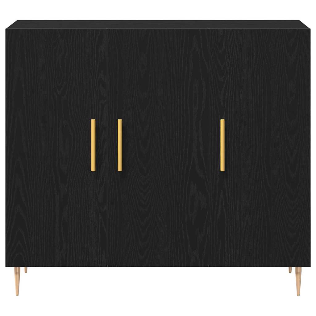 Credenza Rovere Nero 90 x 34 x 80 cm Legno multistrato