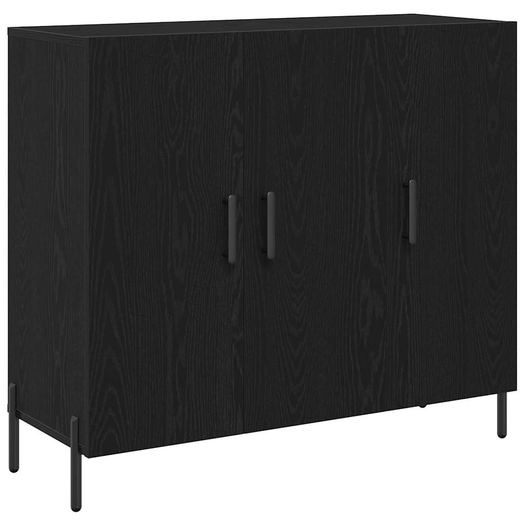Credenza Rovere Nero 90 x 34 x 80 cm Legno multistrato