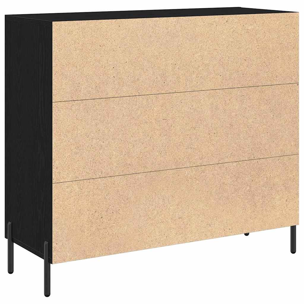 Credenza Rovere Nero 90 x 34 x 80 cm Legno multistrato