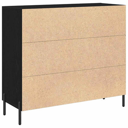 Credenza Rovere Nero 90 x 34 x 80 cm Legno multistrato