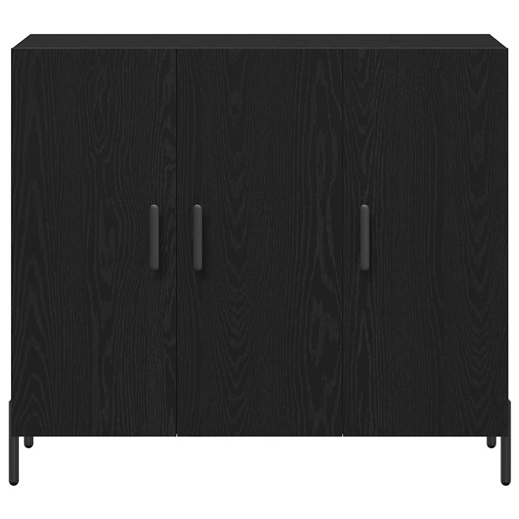 Credenza Rovere Nero 90 x 34 x 80 cm Legno multistrato