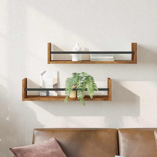 Scaffale da parete 2 pcs Legno vecchio 60 x 16 x 14 cm | homemem39