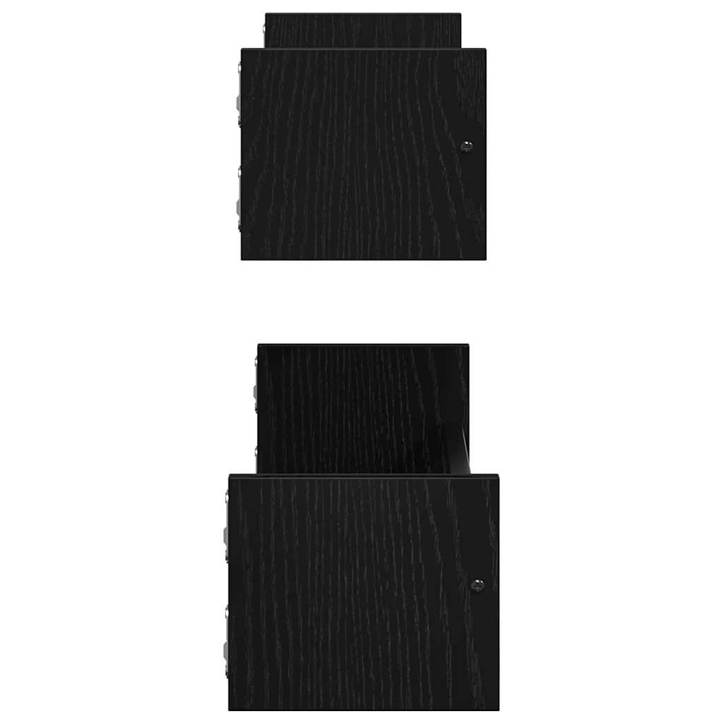 Scaffale da parete 2 pcs Rovere Nero 60 x 16 x 14 cm