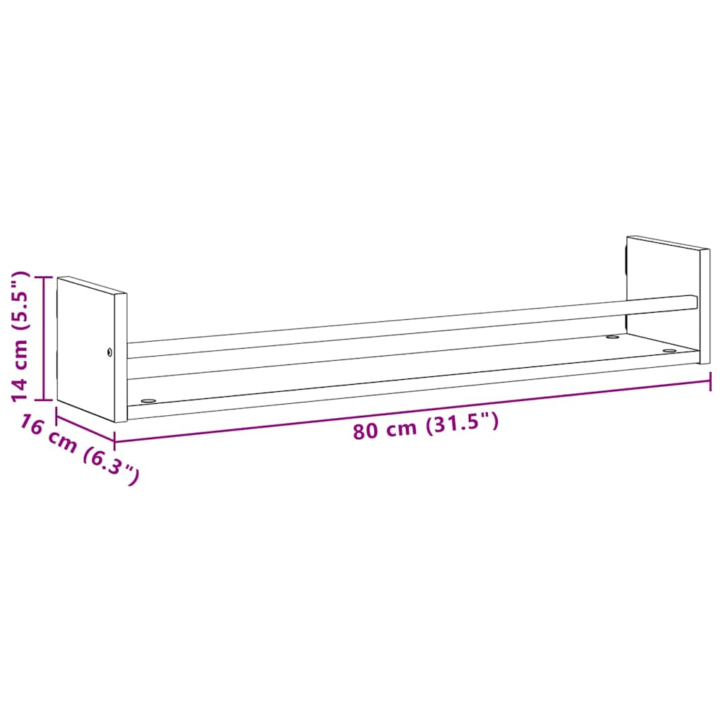 Scaffale da parete 2 pcs Legno vecchio 80 x 16 x 14 cm | homemem39