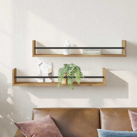 Scaffale da parete A parete 2 pcs Rovere artigianale | homemem39