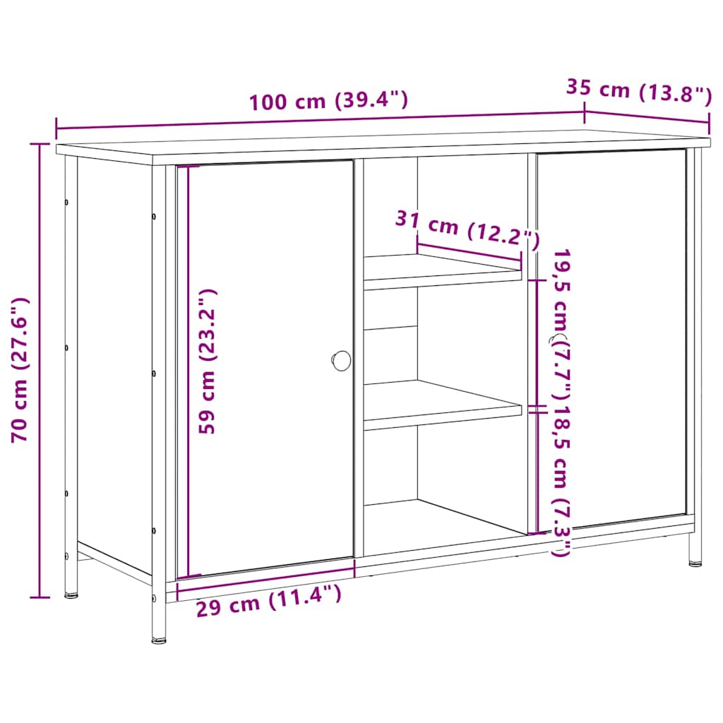 Credenza Legno vecchio 100 x 35 x 70 cm