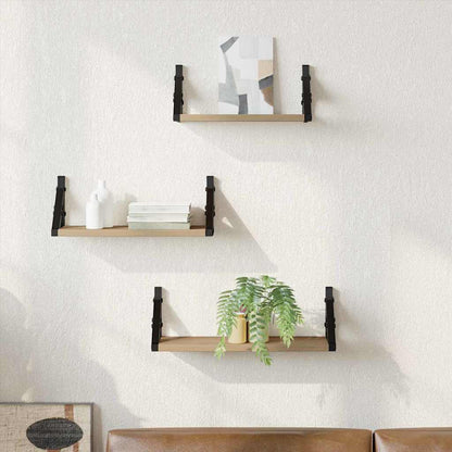 Scaffale da parete A parete 3 pcs Quercia Fumosa | homemem39