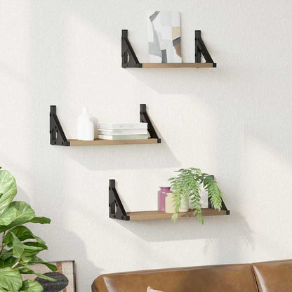 Scaffale da parete A parete 3 pcs Quercia Fumosa | homemem39