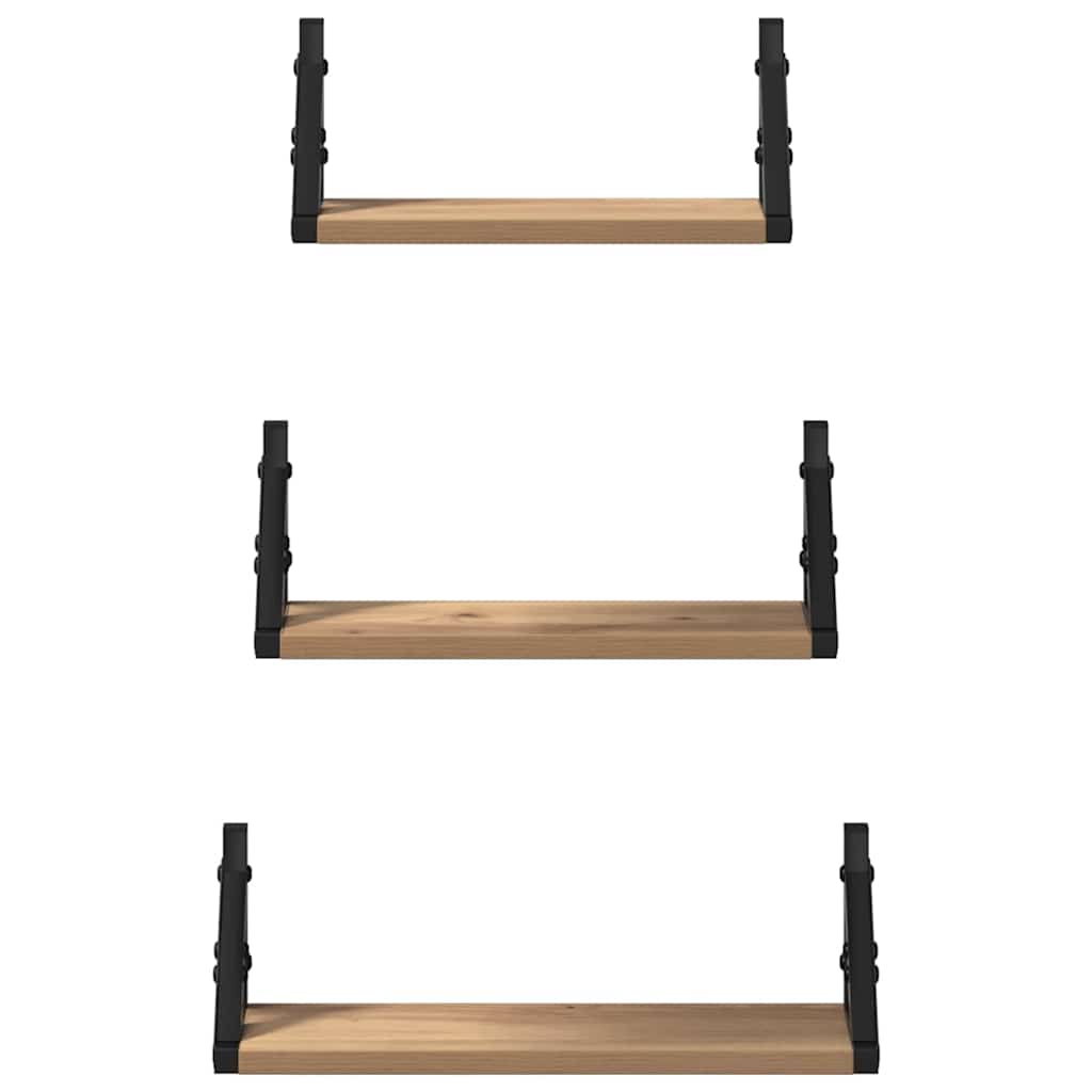 Scaffale da parete A parete 3 pcs Quercia Fumosa | homemem39