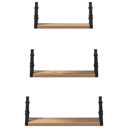 Scaffale da parete A parete 3 pcs Quercia Fumosa | homemem39