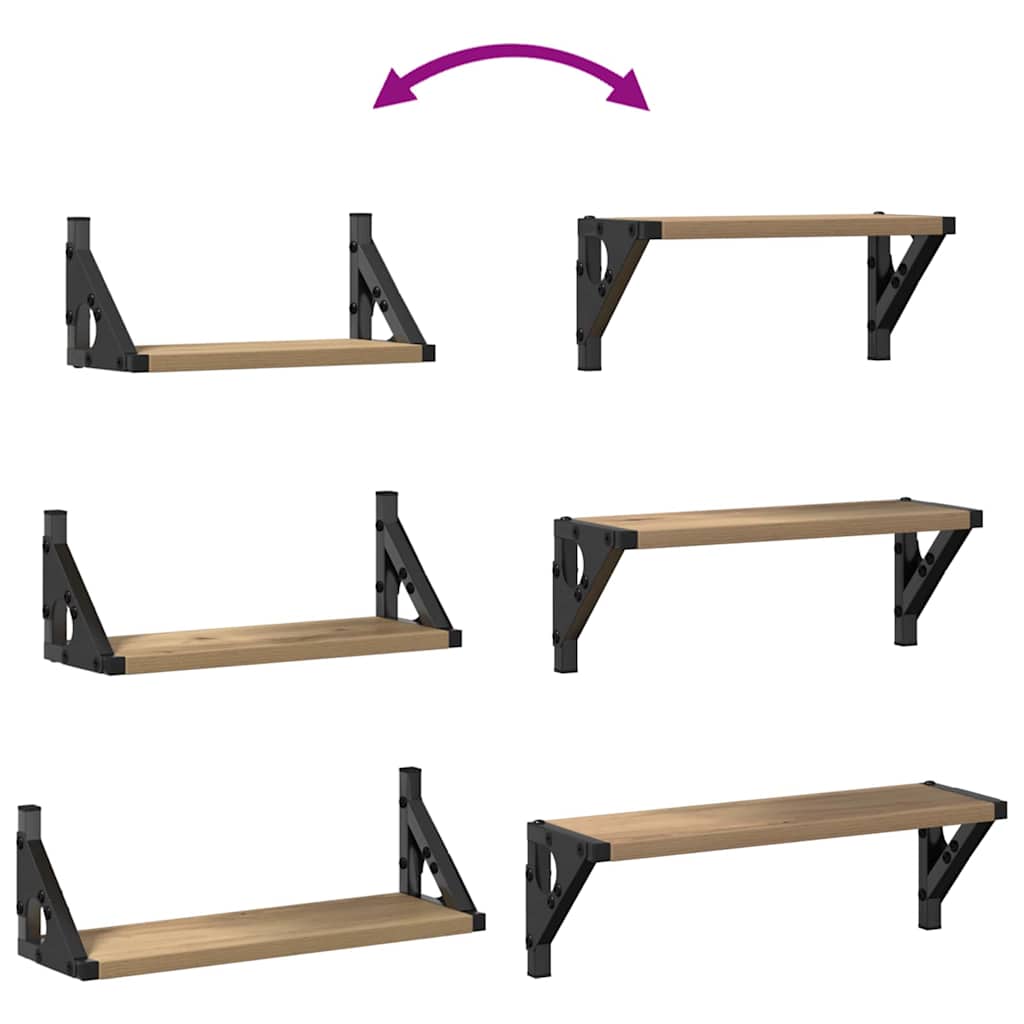 Scaffale da parete A parete 3 pcs Quercia Fumosa | homemem39
