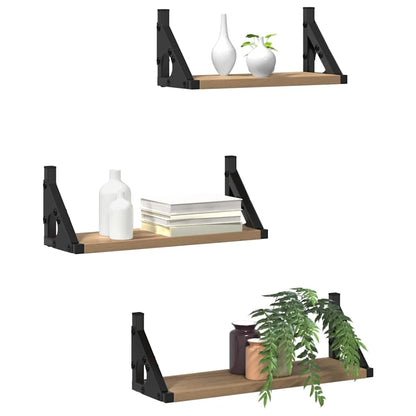 Scaffale da parete A parete 3 pcs Quercia Fumosa | homemem39