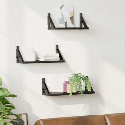 Scaffale da parete Montaggio a parete 3 pcs Rovere Nero | homemem39