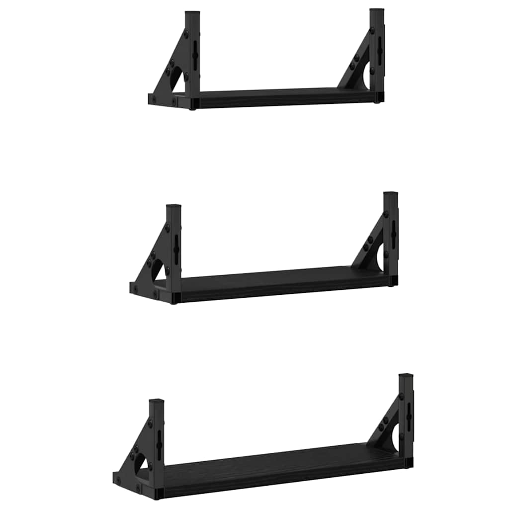 Scaffale da parete Montaggio a parete 3 pcs Rovere Nero | homemem39