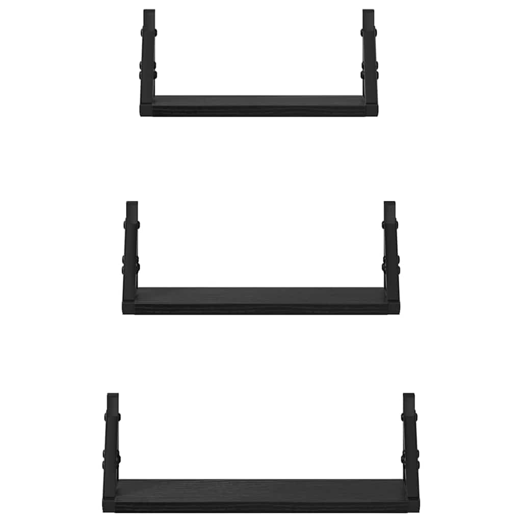 Scaffale da parete Montaggio a parete 3 pcs Rovere Nero | homemem39