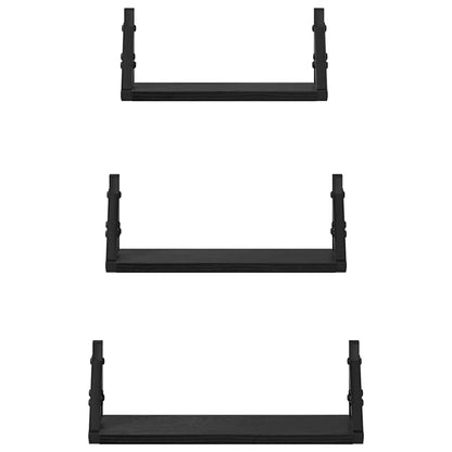 Scaffale da parete Montaggio a parete 3 pcs Rovere Nero | homemem39