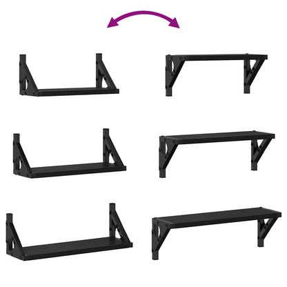Scaffale da parete Montaggio a parete 3 pcs Rovere Nero | homemem39
