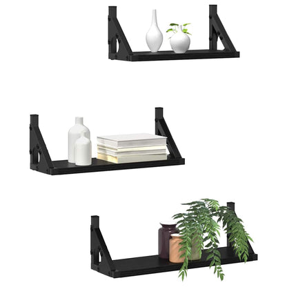 Scaffale da parete Montaggio a parete 3 pcs Rovere Nero | homemem39