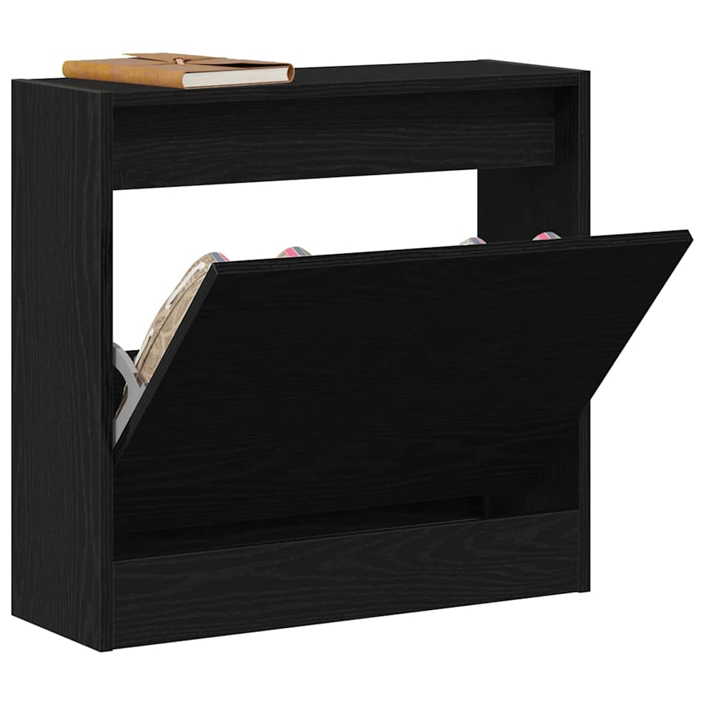 Mobile per scarpe Rovere Nero 60 x 21 x 57 cm Legno multistrato