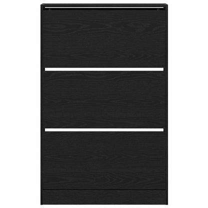 Mobile per scarpe con porta Rovere Nero 80 x 21 x 125,5 cm