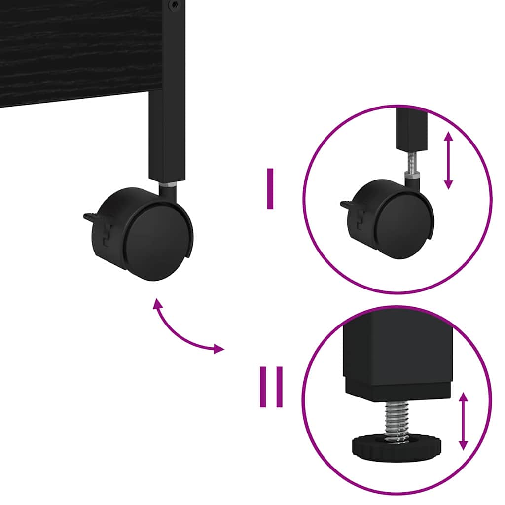 Carrello da Cucina Rovere nero 50 x 30 x 70 cm