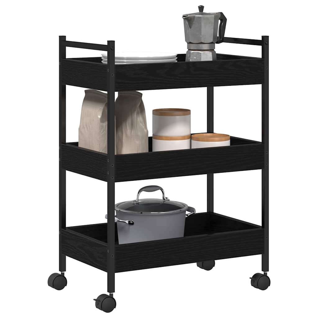 Carrello da Cucina Rovere nero 50 x 30 x 70 cm