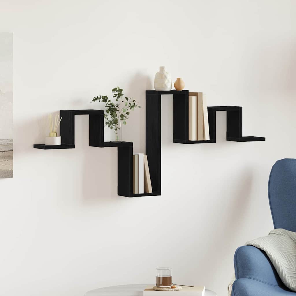 Scaffale da parete Rovere Nero 104,5 x 43 x 10 cm | homemem39
