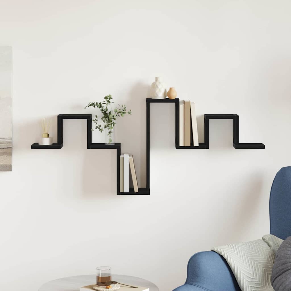 Scaffale da parete Rovere Nero 104,5 x 43 x 10 cm | homemem39