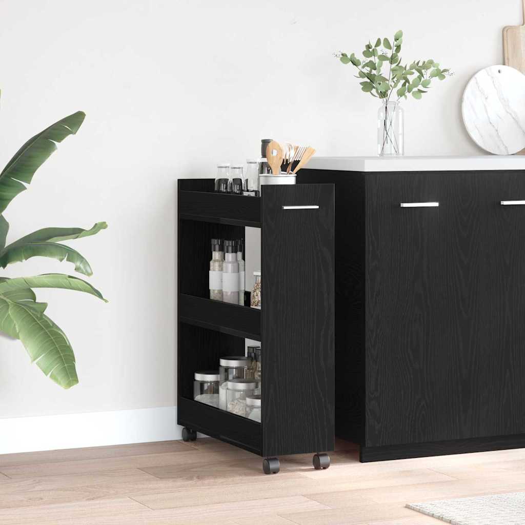 Armadietto con ruota Rovere Nero 60 x 22 x 79 cm | homemem39