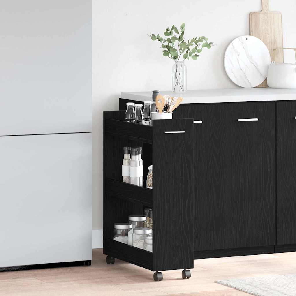 Armadietto con ruota Rovere Nero 60 x 22 x 79 cm | homemem39