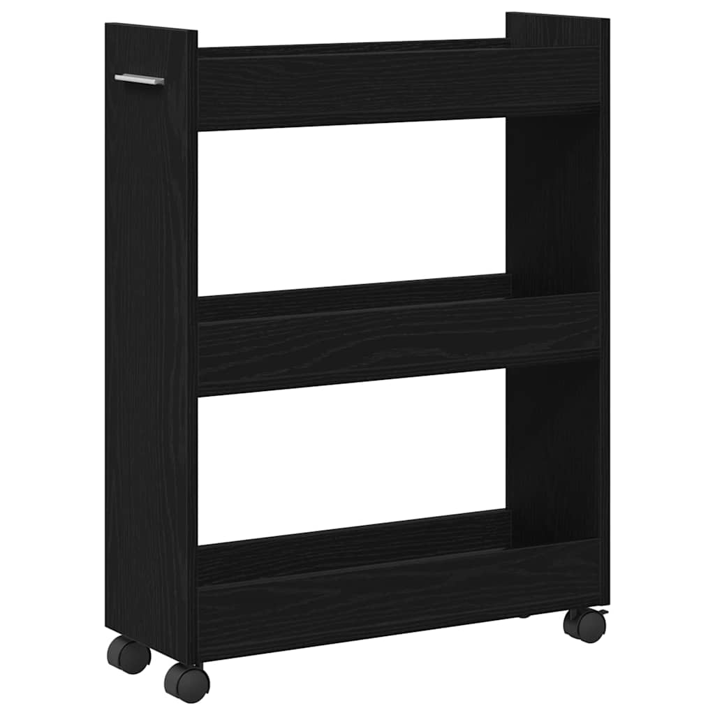 Armadietto con ruota Rovere Nero 60 x 22 x 79 cm | homemem39