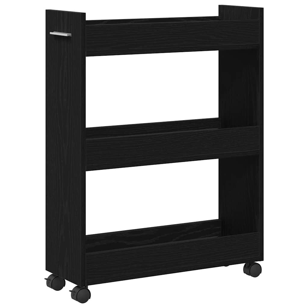 Armadietto con ruota Rovere Nero 60 x 22 x 79 cm | homemem39