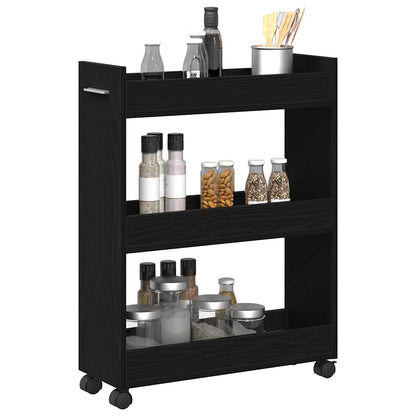 Armadietto con ruota Rovere Nero 60 x 22 x 79 cm | homemem39