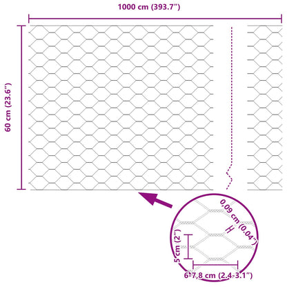 Recinzione Esagonale Verde 0,6 x 10 m PVC