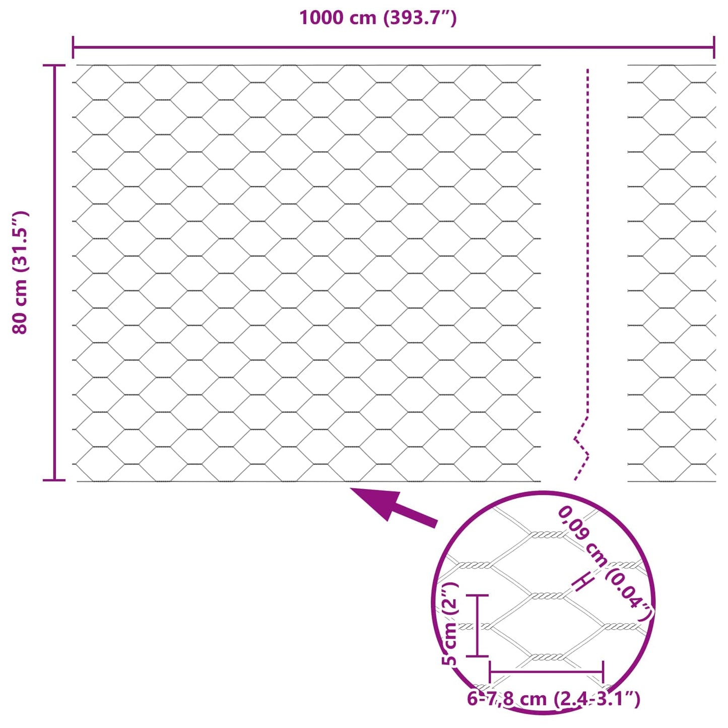 Recinzione Esagonale Verde 0,8 x 10 m PVC | homemem39