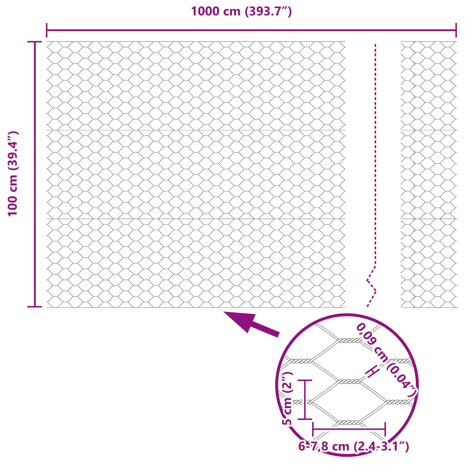 Recinzione Esagonale Verde 1 x 10 m PVC | homemem39