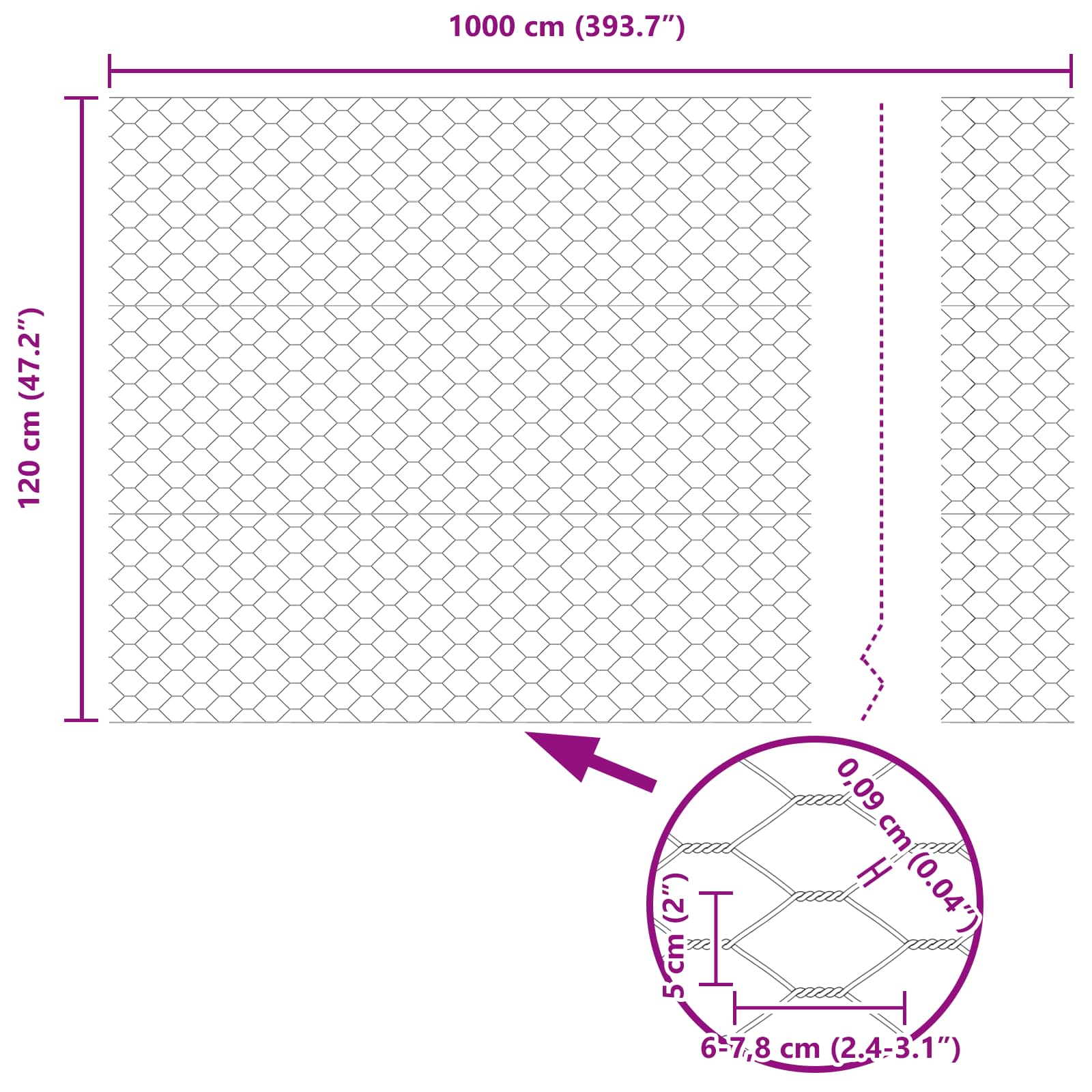 Recinzione Esagonale Verde 1,2 x 10 m PVC | homemem39