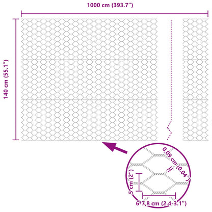 Recinzione Esagonale Verde 1,4 x 10 m PVC | homemem39