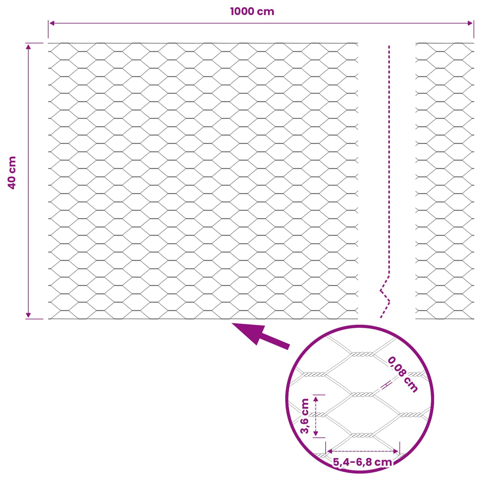 Recinzione Esagonale Grigio 0,4 x 10 m PVC | homemem39