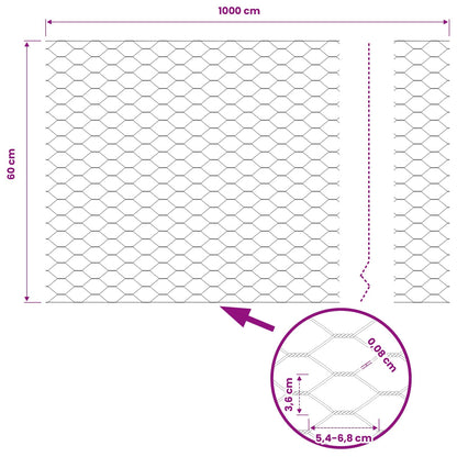 Recinzione Esagonale Grigio 0,6 x 10 m PVC | homemem39