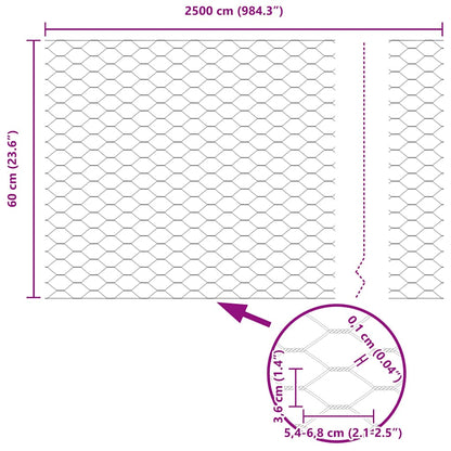 Recinzione Esagonale Grigio 0,6 x 25 m PVC