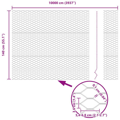 Recinzione Esagonale Grigio 1,4 x 100 m PVC