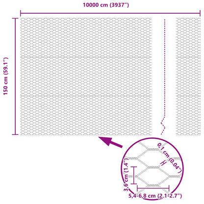 Recinzione Esagonale Grigio 1,5 x 100 m PVC