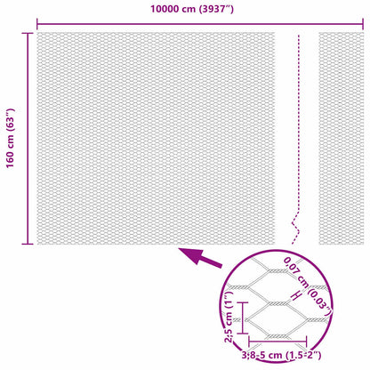 Recinzione Esagonale Grigio 1,6 x 100 m PVC