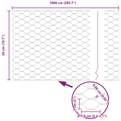 Recinzione Esagonale Argento 0,5 x 10 m Acciaio zincato