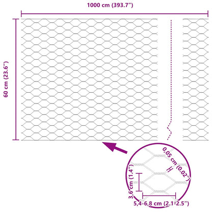 Recinzione Esagonale Argento 0,6 x 10 m Acciaio zincato | homemem39
