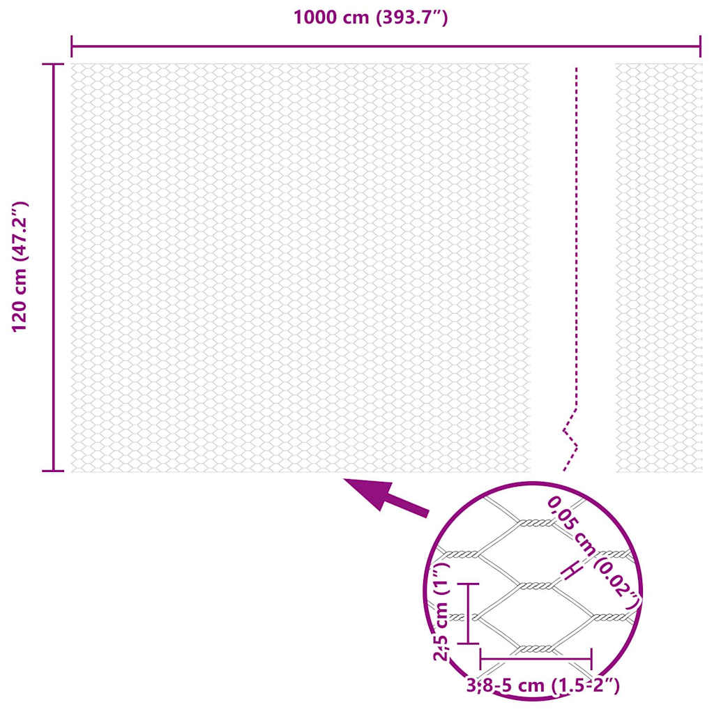 Recinzione Esagonale Argento 1,2 x 10 m Acciaio zincato