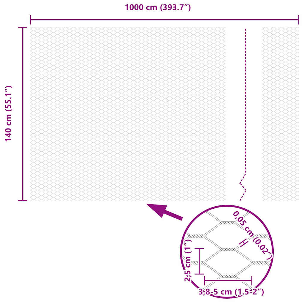 Recinzione Esagonale Argento 1,4 x 10 m Acciaio zincato